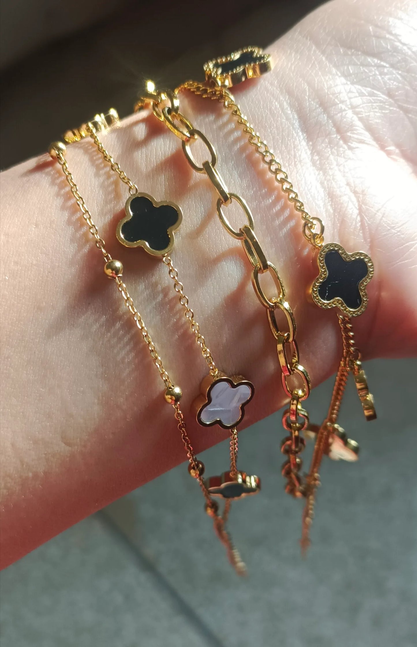 Premium Double Layer Clover Charms Stainless Steel Bracelet