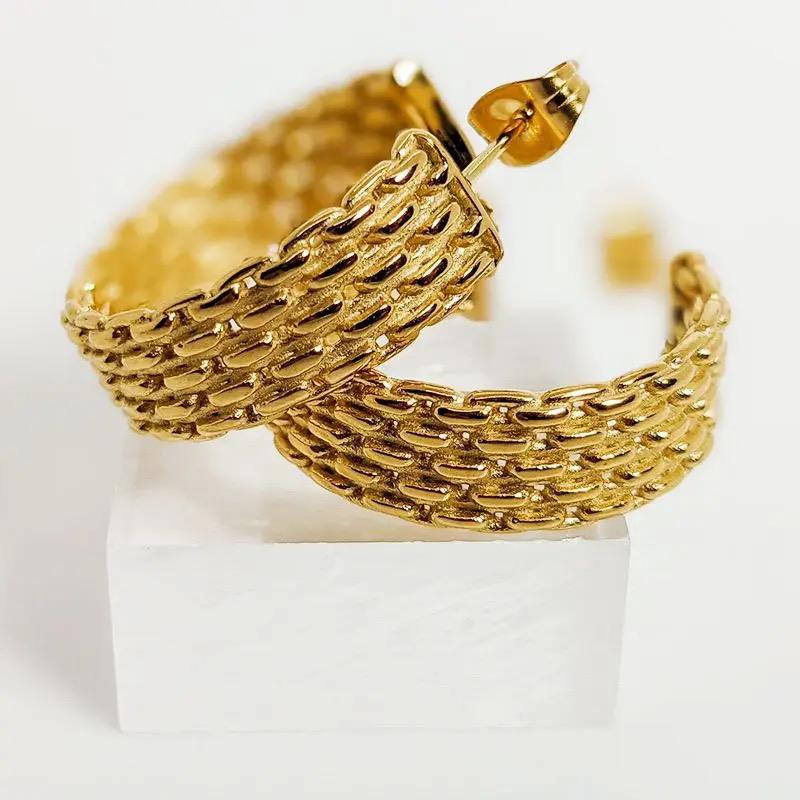 Textured Gold Hoop waterproof trash free