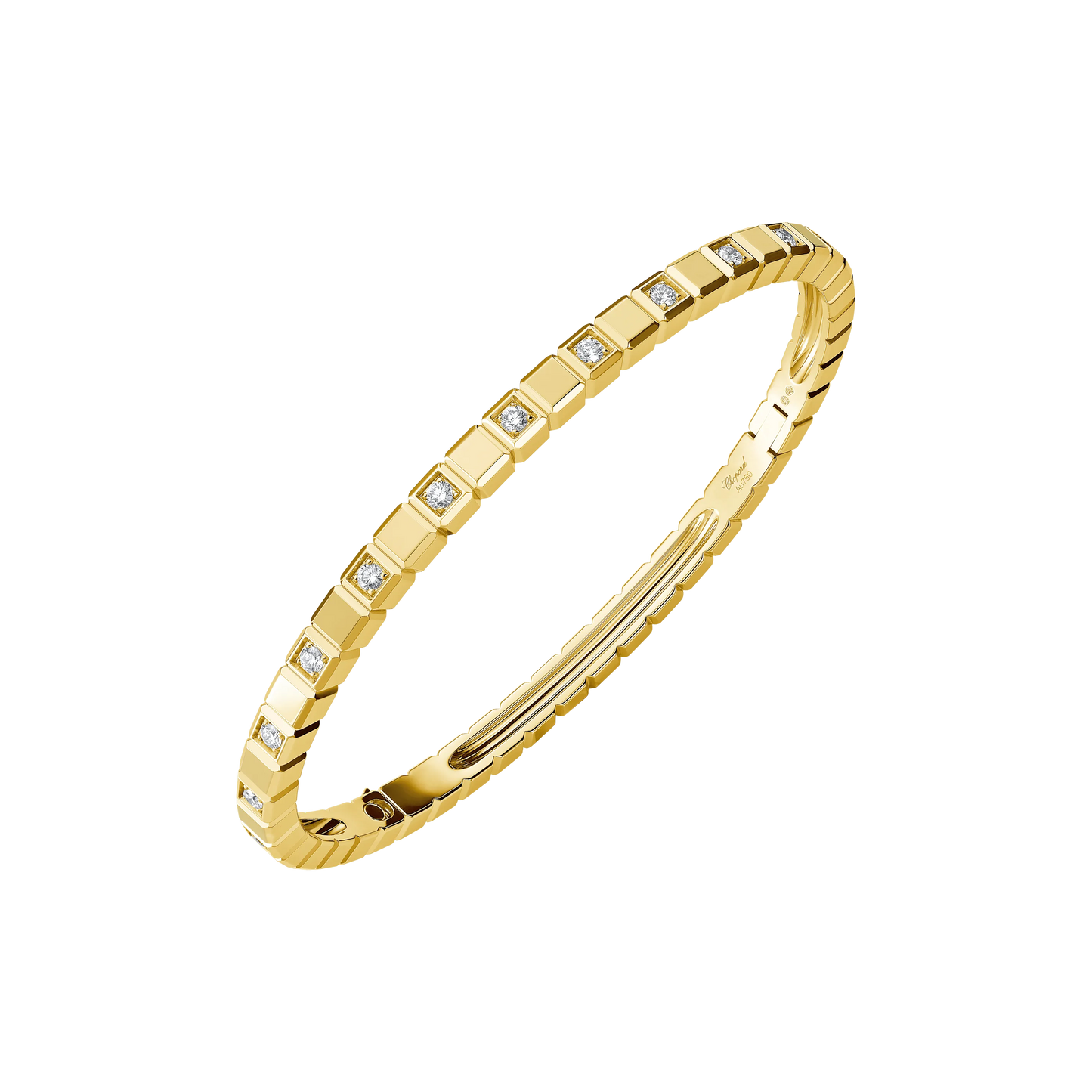 Ice Cube Bangle bracelet, ethical yellow gold, semi-set diamonds