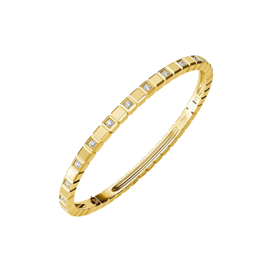 Ice Cube Bangle bracelet, ethical yellow gold, semi-set diamonds