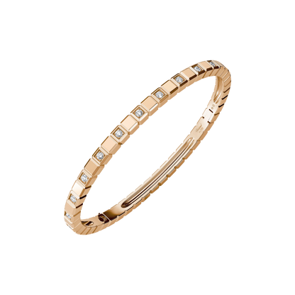 Ice Cube Bangle bracelet, ethical yellow gold, semi-set diamonds