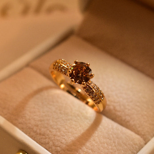 Staylish Design Gold Plated Real Stones Ring For Girls/Women
