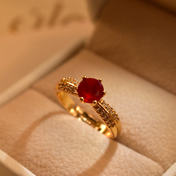 Staylish Design Gold Plated Real Stones Ring For Girls/Women