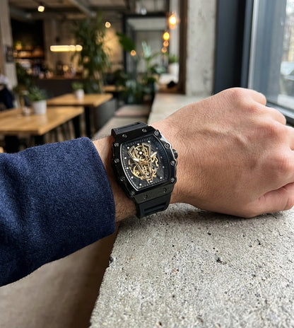 Karan Aujla Inspired Black Metal Dial Watch