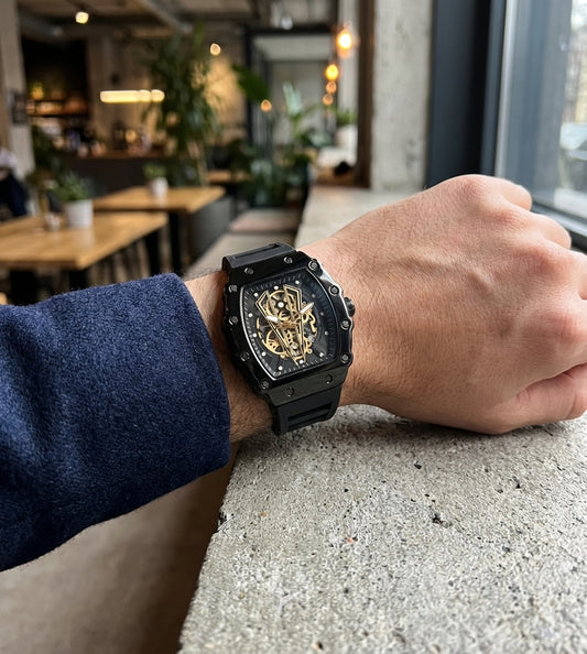 Karan Aujla Inspired Black Metal Dial Watch