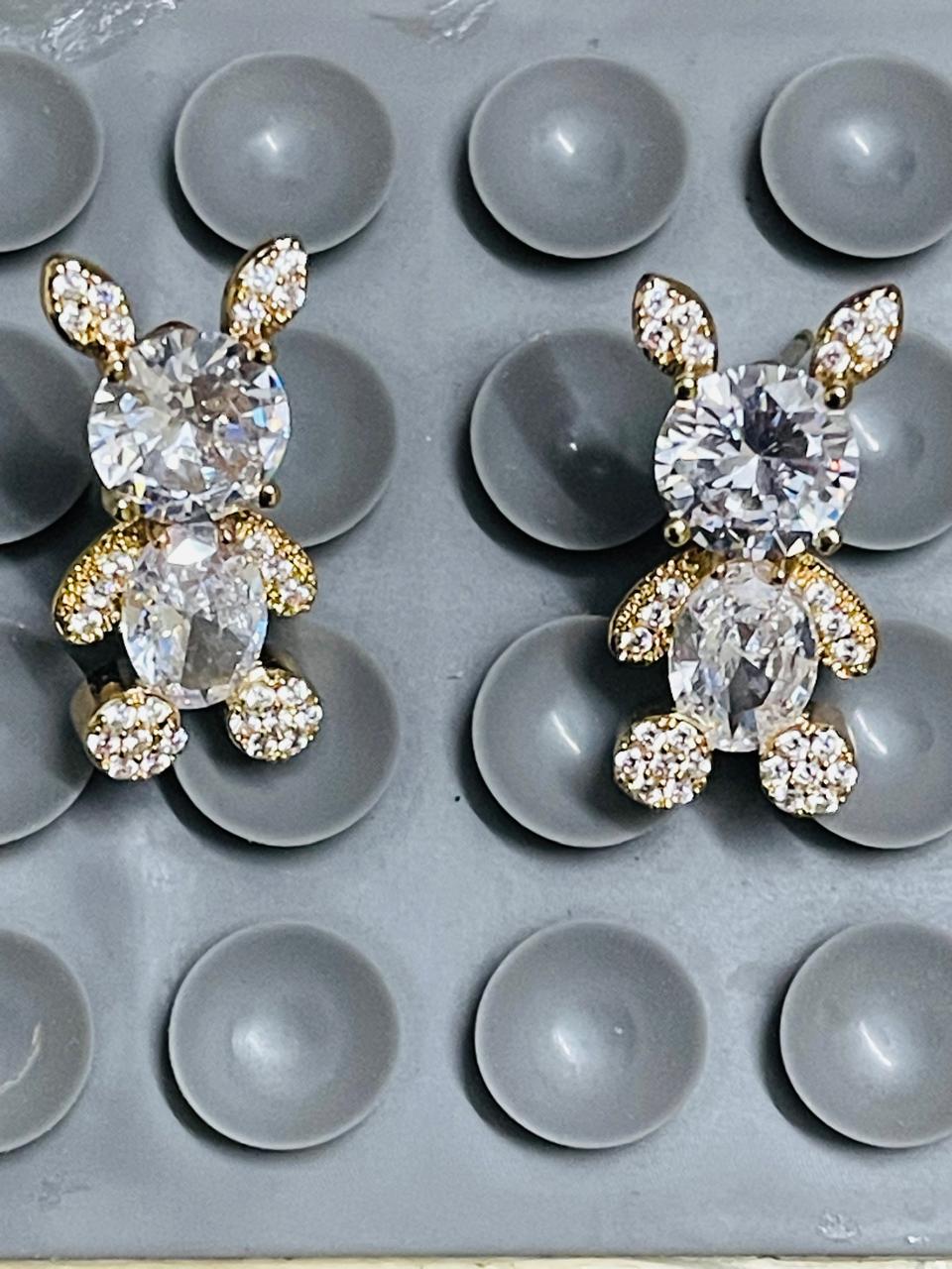 Teddy Bear Earrings Real 10K Yellow Gold