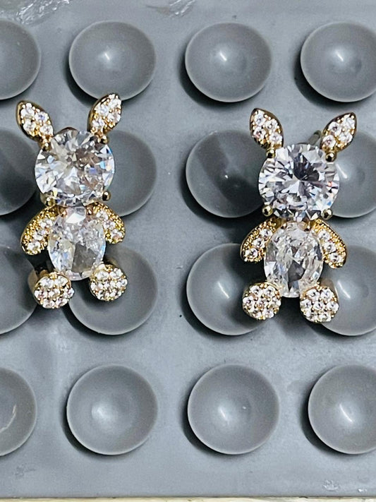 Teddy Bear Earrings Real 10K Yellow Gold