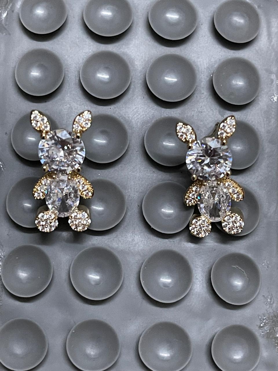 Teddy Bear Earrings Real 10K Yellow Gold