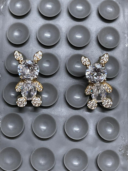 Teddy Bear Earrings Real 10K Yellow Gold