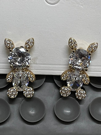 Teddy Bear Earrings Real 10K Yellow Gold