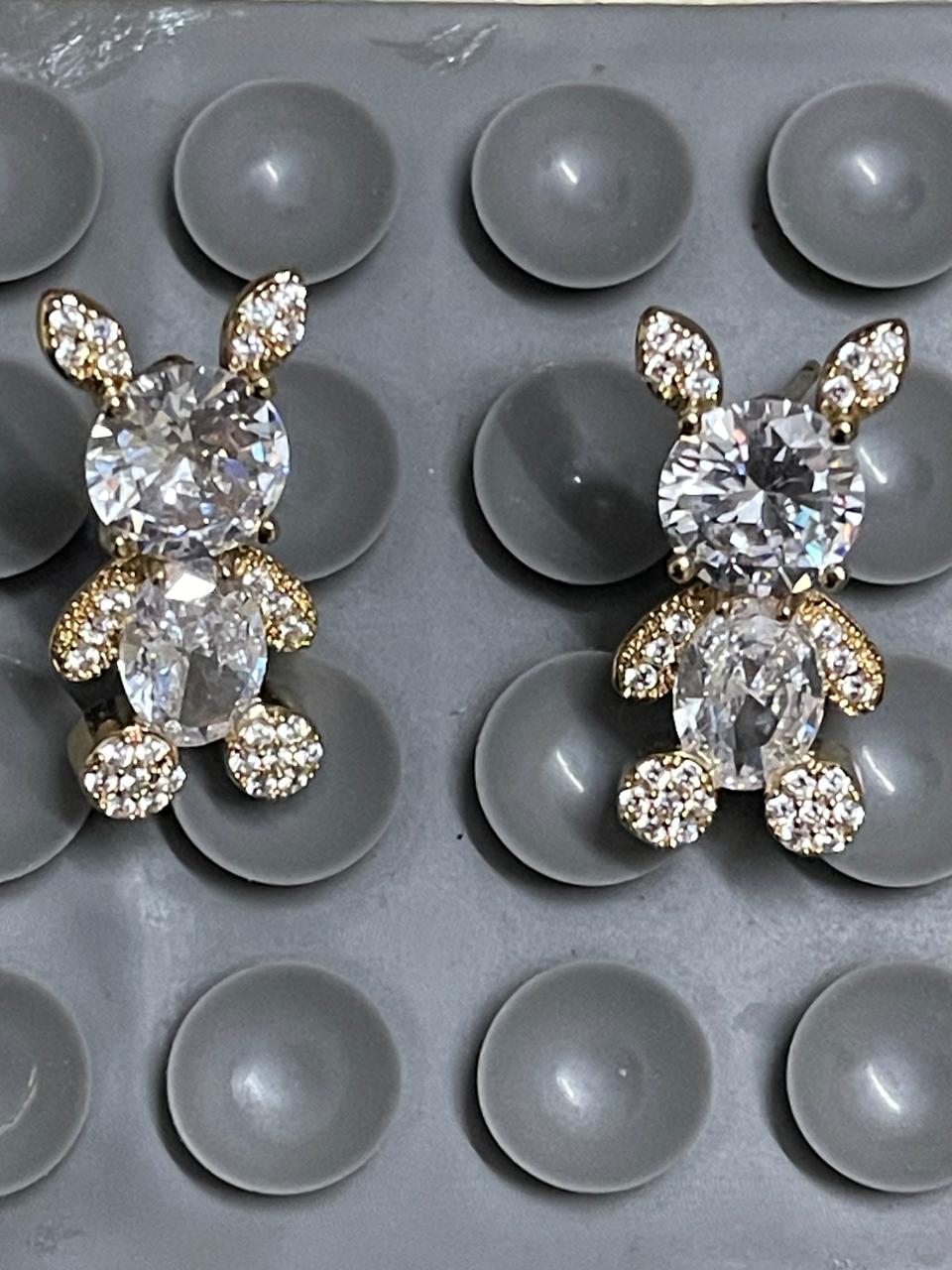 Teddy Bear Earrings Real 10K Yellow Gold