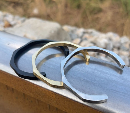 YH Stylish Silver Cuff Bracelet - Modern Ethnic Bangle for Men & Women | Unisex Handmade Jewelry