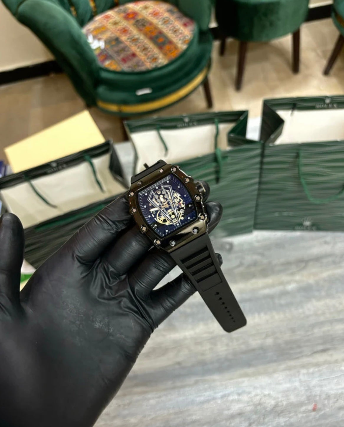 Karan Aujla Inspired Black Metal Dial Watch