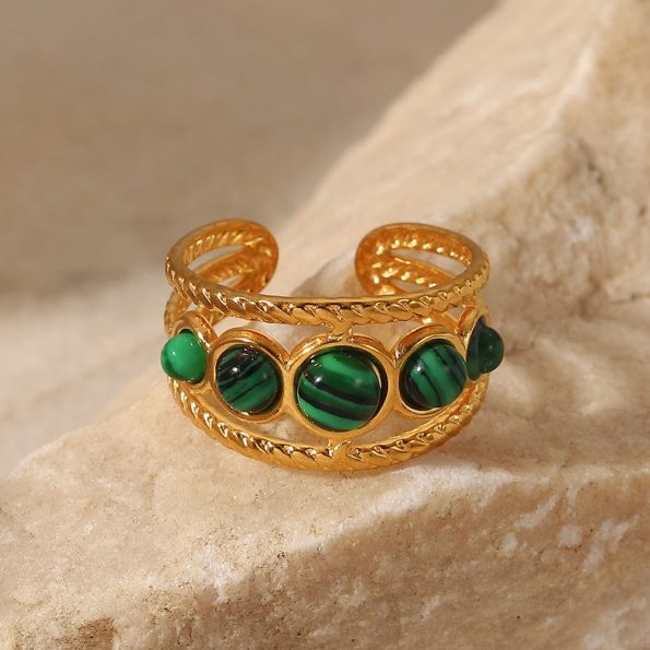 Green Malachite Stone Rings For Women – STAINELESS STEEL