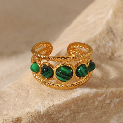 Green Malachite Stone Rings For Women – STAINELESS STEEL