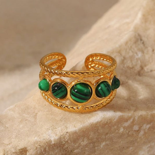 Green Malachite Stone Rings For Women – STAINELESS STEEL