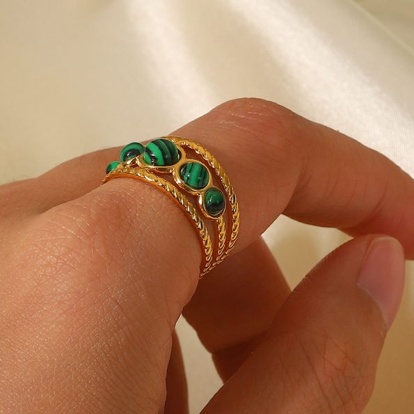 Green Malachite Stone Rings For Women – STAINELESS STEEL