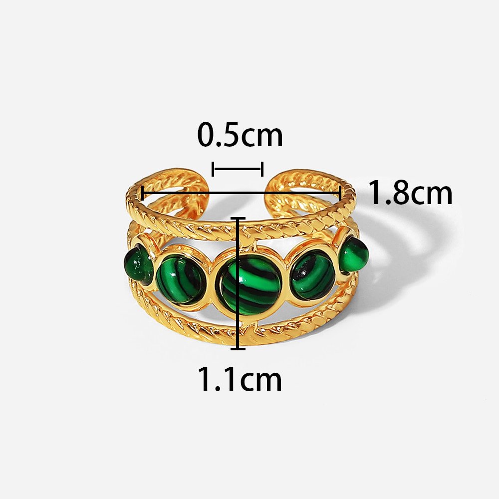 Green Malachite Stone Rings For Women – STAINELESS STEEL