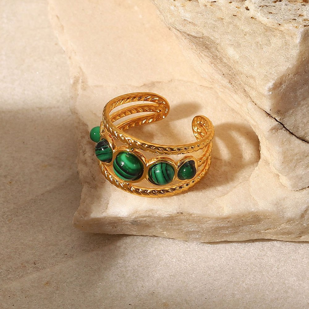 Green Malachite Stone Rings For Women – STAINELESS STEEL