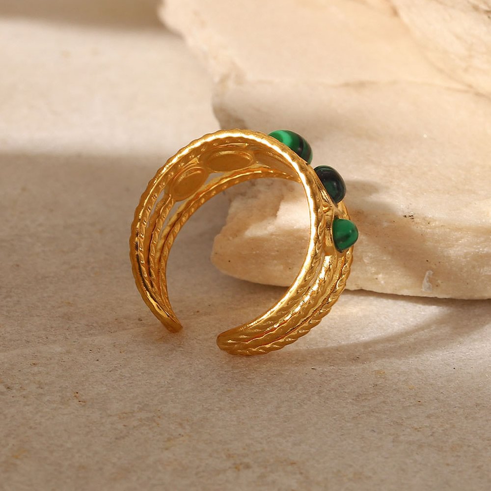 Green Malachite Stone Rings For Women – STAINELESS STEEL