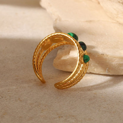 Green Malachite Stone Rings For Women – STAINELESS STEEL