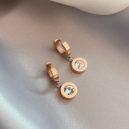 Fashion Classic Roman Black Disc Pendant Stainless Steel Rose Gold 2025