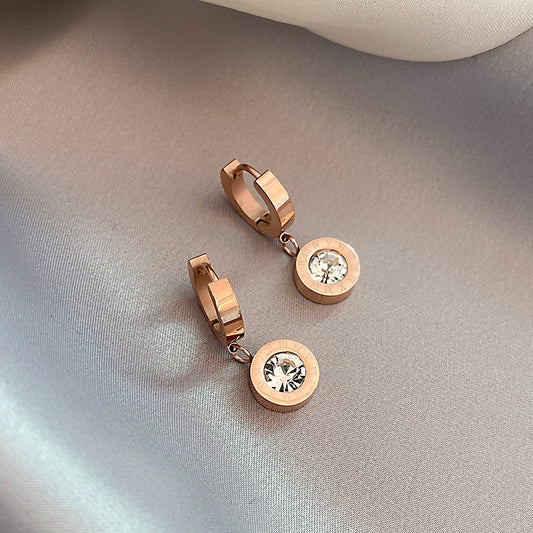 Fashion Classic Roman Black Disc Pendant Stainless Steel Rose Gold 2025
