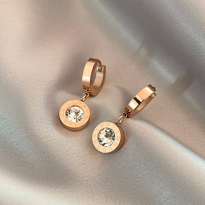 Fashion Classic Roman Black Disc Pendant Stainless Steel Rose Gold 2025