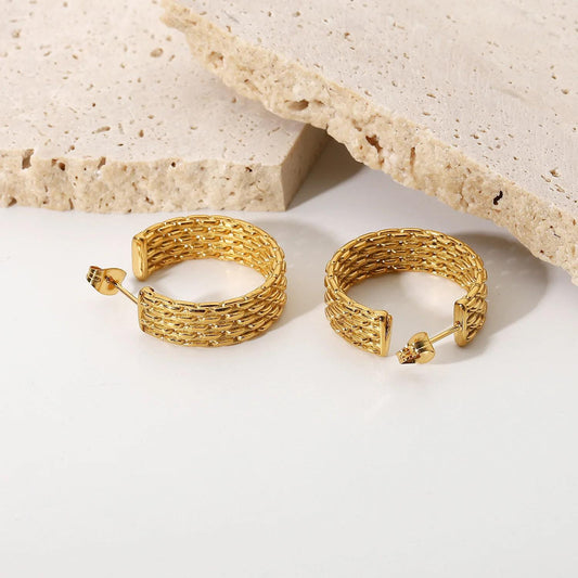 Textured Gold Hoop waterproof trash free