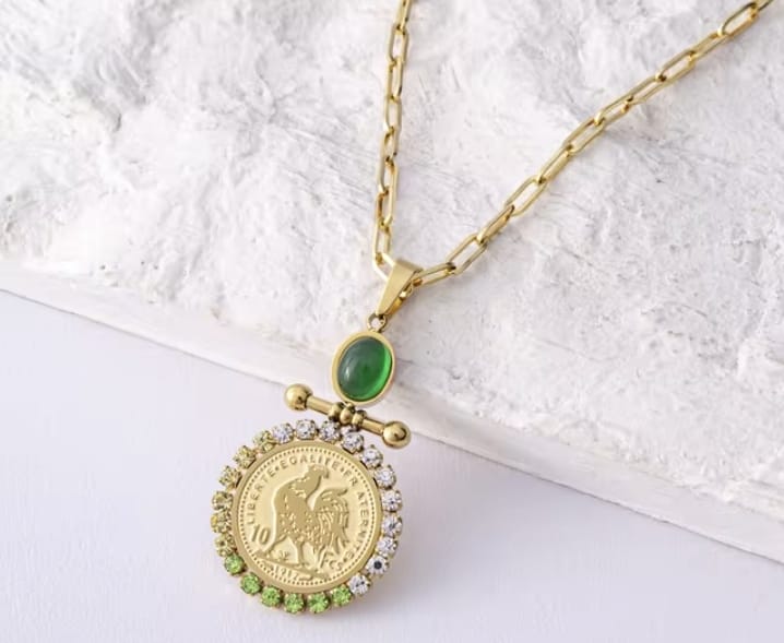 Green Gem Stone Gold - Necklace