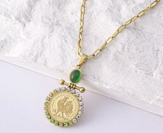 Green Gem Stone Gold - Necklace