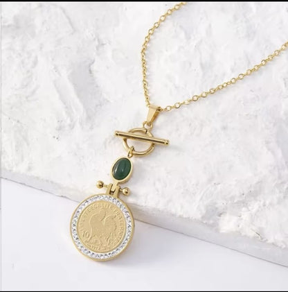 Green Gem Stone Gold - Necklace