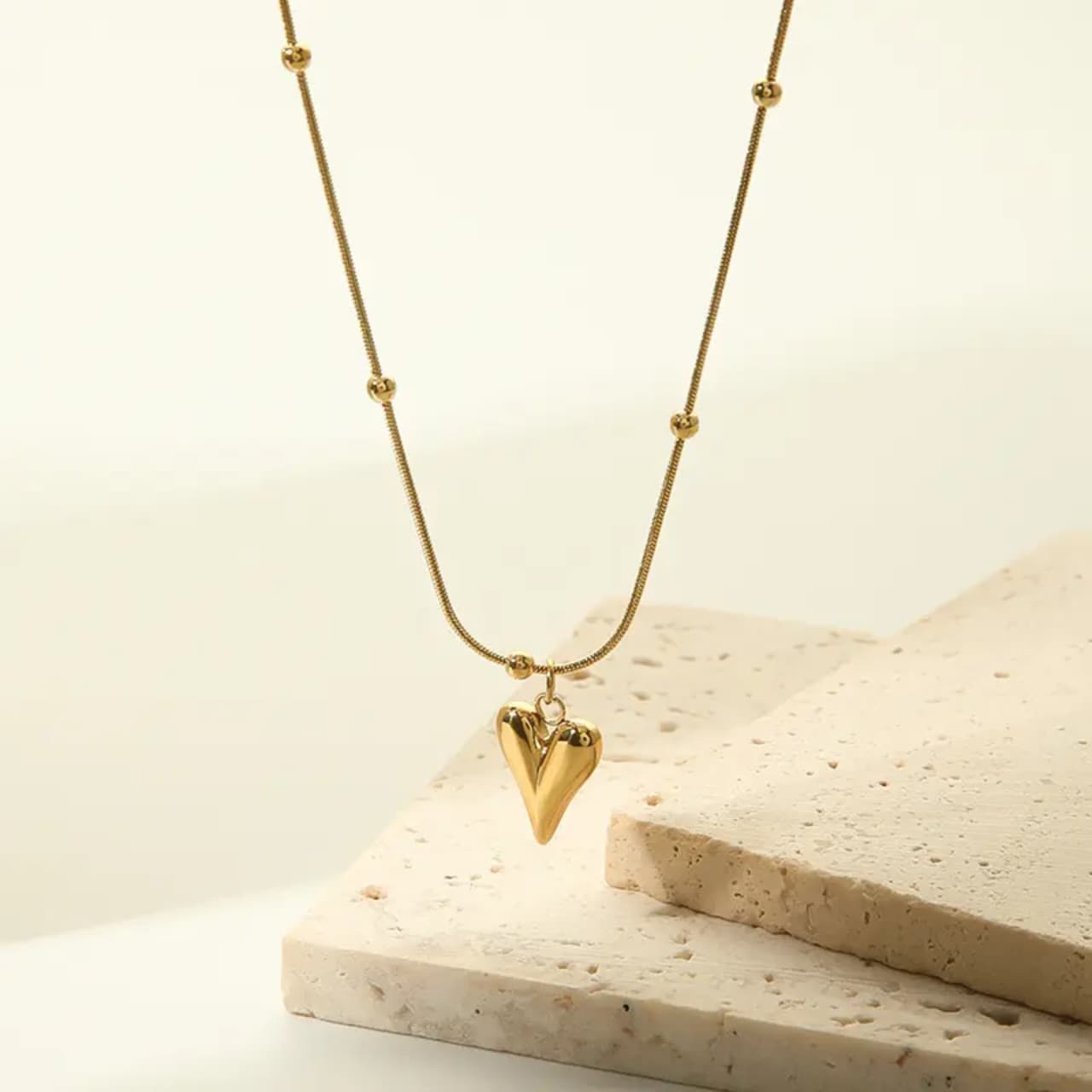 Gold Color Stainless Steel Love Heart Necklace