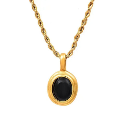 Odessa Oval Stone Necklace in Gold