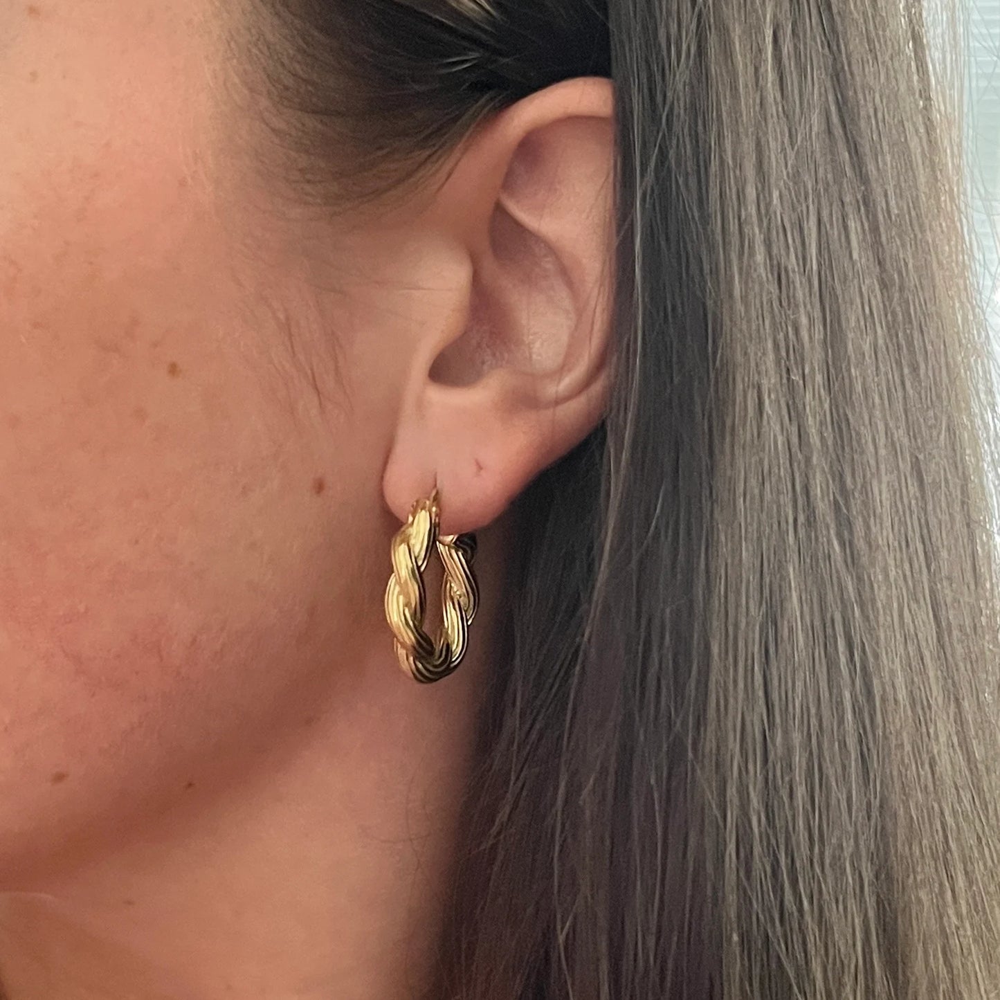 Hoop Earrings Thick Golden Color Alloy Twisted Hoop Earrings