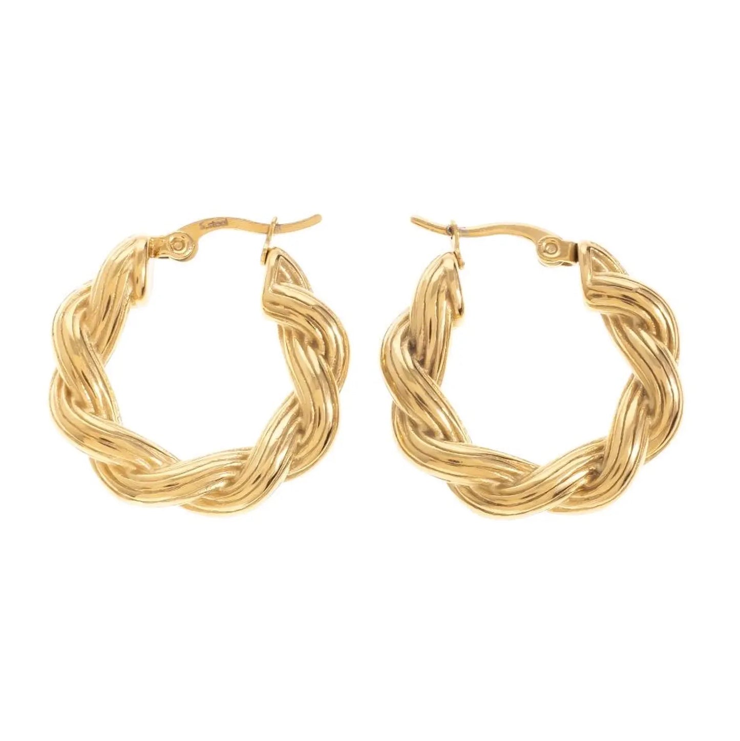 Hoop Earrings Thick Golden Color Alloy Twisted Hoop Earrings