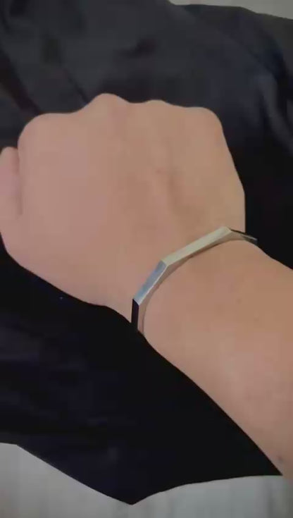 YH Stylish Silver Cuff Bracelet - Modern Ethnic Bangle for Men & Women | Unisex Handmade Jewelry